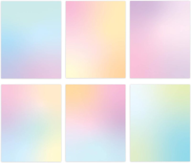 THiNKABLE Pastel Gradient Paper Stationery, Aesthetic Paper 8.5 x 11 Inches, 60 Sheets, Colorful Writing Paper, Pretty Stationary Paper, Decorative Scrapbook Paper - Image 1